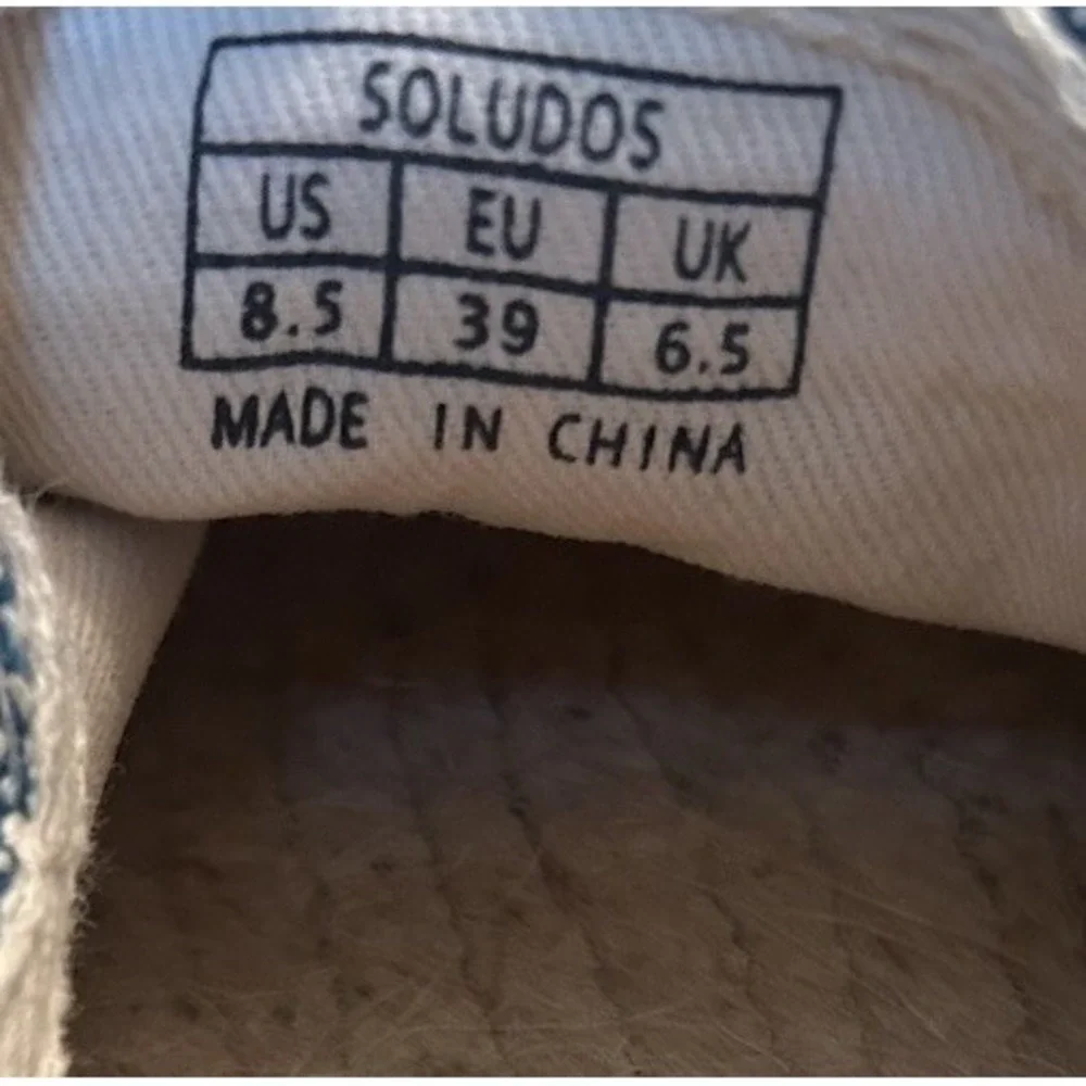 Soludos espadrilles blue canvas shoes Southwestern embroidered Size 8.5‎ Women's